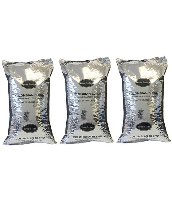 Farmer Brothers Colombian Blend Coffee Bean (3 Bags/5 Lbs Ea.) 3 Farmer Brothers Colombian Blend Coffee Bean (3 Bags/5 Lbs Ea.)