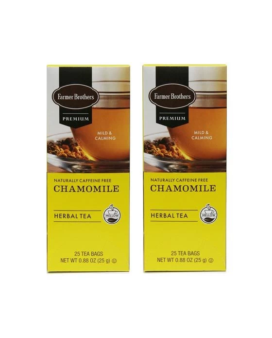 Farmer Brothers Premium: Chamomile Hot Tea, 2/25 Ct Tea Boxes 3 Farmer Brothers Premium: Chamomile Hot Tea, 2/25 Ct Tea Boxes