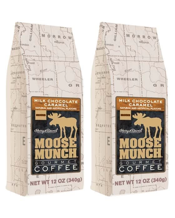 Harry & David Milk Chocolate Caramel Moose Munch Coffee - 2 Items Included Two 12 Oz Bags 3 Harry & David Milk Chocolate Caramel Moose Munch Coffee - 2 Items Included Two 12 Oz Bags