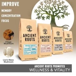 Ancient Roots Hazelnut Medium Roast Flavored Mushroom Ground Coffee 4/12 Oz Bags -Beverage Shop ancient roots french vanilla flavored mushroom coffee french vanilla coffee1 2 1 1 1 1 1 1