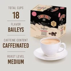 Baileys Bailey's, The Original Irish Cream Flavored Coffee, 4/18 Single Serve Cups -Beverage Shop baileys original irish cream flavored coffee single serve cups