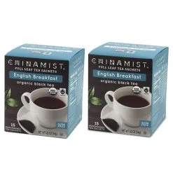 China Mist - English Breakfast Organic Black Full Leaf Tea Sachet, 2 Boxes 15 Count Each - Biodegradable And Individually Wrapped