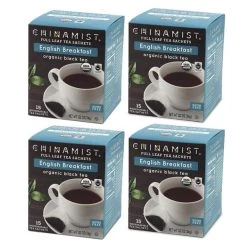 China Mist - English Breakfast Organic Black Full Leaf Tea Sachet, 4 Boxes 15 Count Each