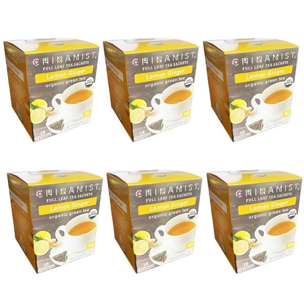 China Mist - Lemon Ginger Organic Green Tea Sachet, 6 Boxes 15 Count Each 3 China Mist - Lemon Ginger Organic Green Tea Sachet, 6 Boxes 15 Count Each