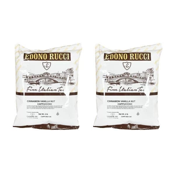 Edono Rucci Cinnamon Vanilla Nut Powdered Cappuccino Mix, 2 Bags( 2 Lbs Each)