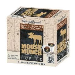 Moose Munch Northwest, Dark Chocolate Caramel, Milk Chocolate Caramel, MapleVanilla 4/18 Ct -Beverage Shop moosemunchdarkchococaramel 2