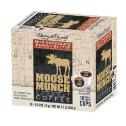 Moose Munch Northwest, Chocolate Caramel, Chocolate Peanut Butter, Maple Vanilla 4/18 Ct Boxes -Beverage Shop peanutbutter2 4