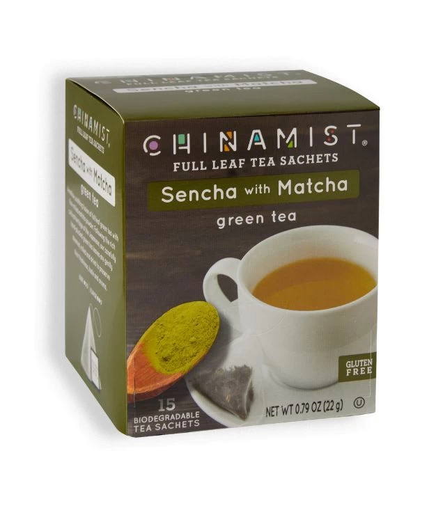China Mist Sencha With Matcha Green Tea Sachets, 15 Count Box - Biodegradable And Individually Wrapped 3 China Mist Sencha With Matcha Green Tea Sachets, 15 Count Box - Biodegradable And Individually Wrapped