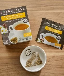 China Mist - Organic Sweet Herbs With Chamomile Herbal Tea Sachets, 2 Box 15 Count Each -Beverage Shop sweetherb chamomile 2 1 1